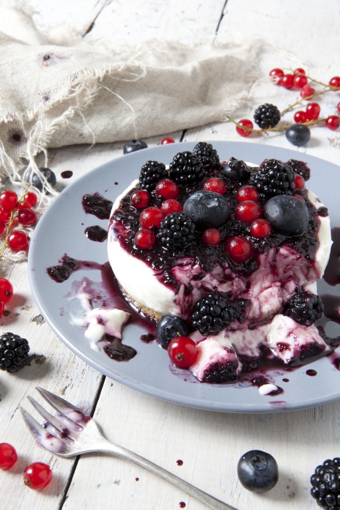 Tarta de queso y arándanos