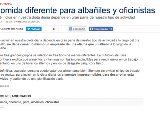 Comidas trabajo nutricionista Las provincias