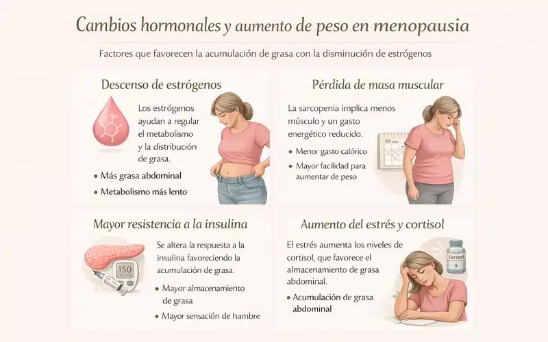 Por qué se gana peso en la menopausia cambios hormonales aumento peso menopausia